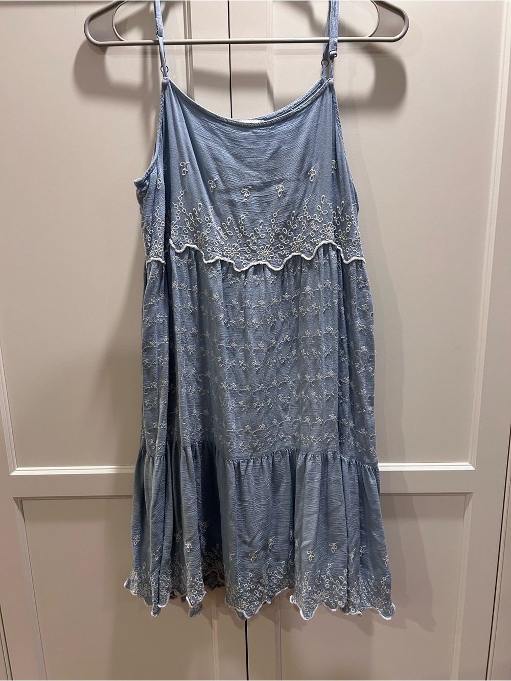 American Eagle Outfitters Light Blue Embroidered Midi Dress, Medium
